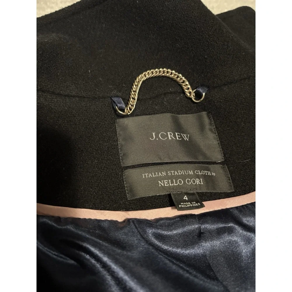 J Crew Nello Gori Women's Wool Black Peacoat Jacket Size 4 Zip Button - Picture 3 of 9